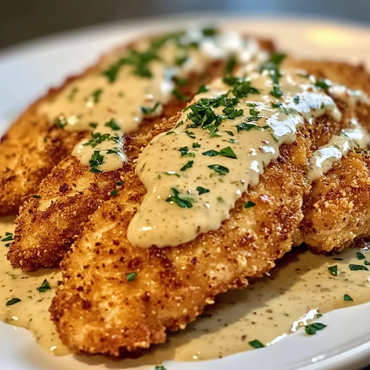Parmesan-Hühnchen mit Alfredo-Sauce