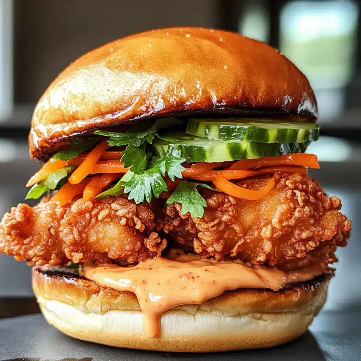 Thailändisches gebratenes Hähnchen-Sandwich